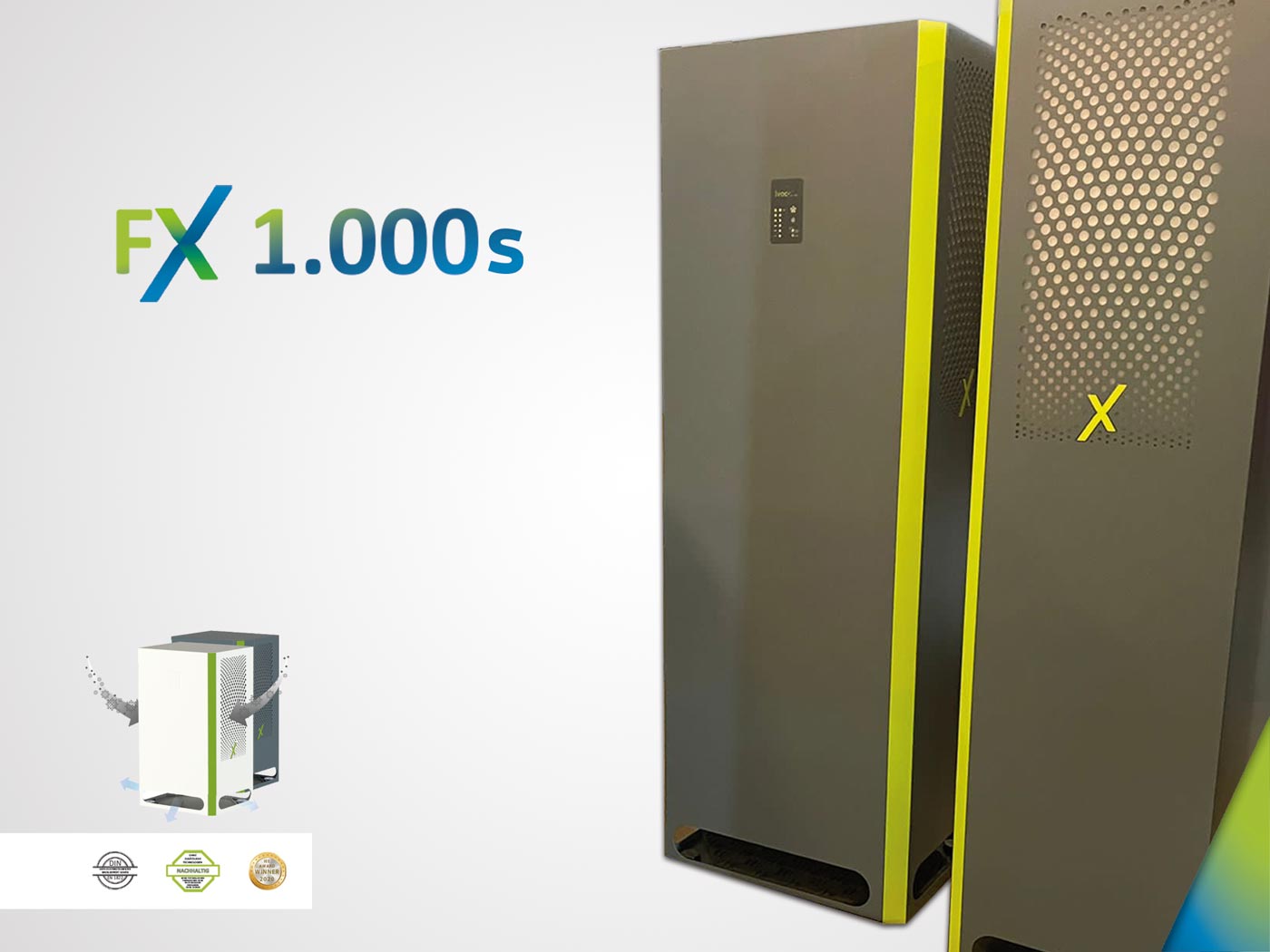 IVOC-X FX 1.000S - Luftreiniger superleise, grau/grün - im GOLDSTIEN.SHOP verfügbar mit Gratisversand ab Schweizer Lager! (4260739140071)